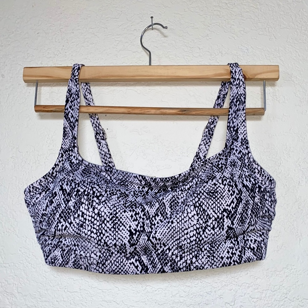 Black and white snakeskin print bikini top